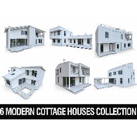 3D model Modern Cottage Houses - 6 Pack